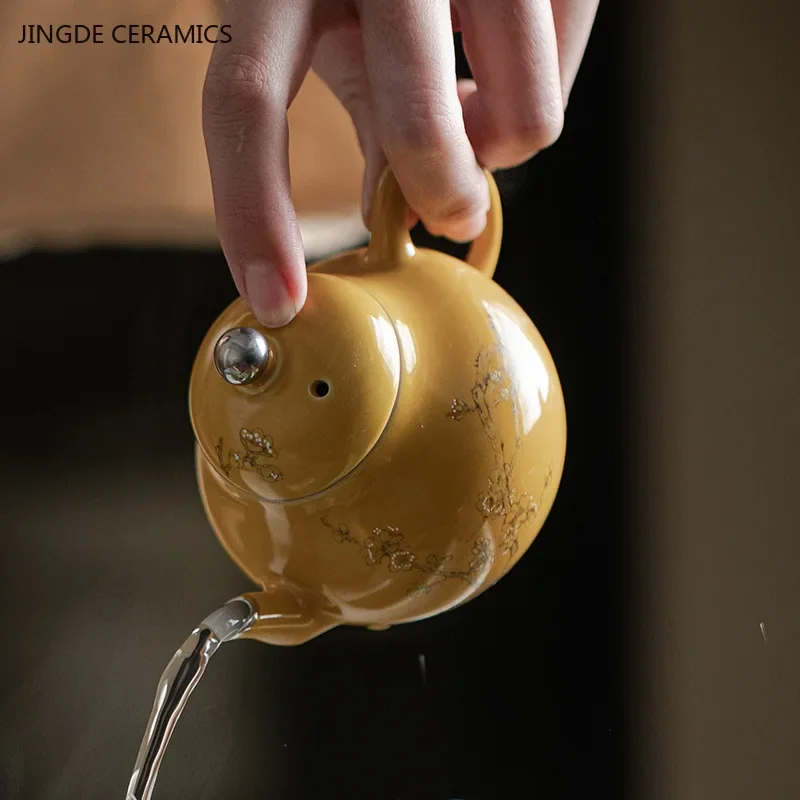 120ml Chinese Ceramic Tea Pot Handmade Beauty Tea Infuser Ball Hole Filter Teapot Custom Household Porcelain Tea Set Accessories