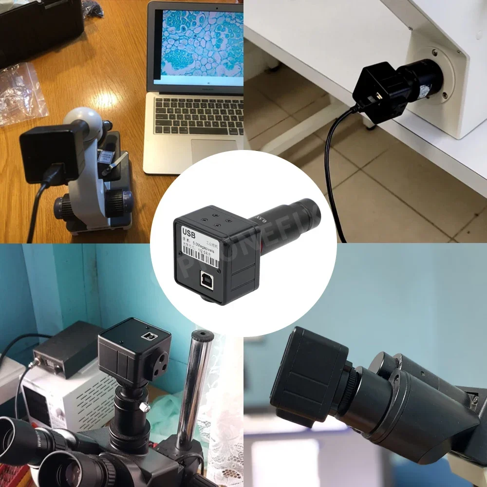 5MP USB 현미경 비디오 산업용 디지털 카메라 0.5X 접안 렌즈 C-마운트 23.2mm 어댑터(이미지 캡처용 30/30.5mm 링 포함)