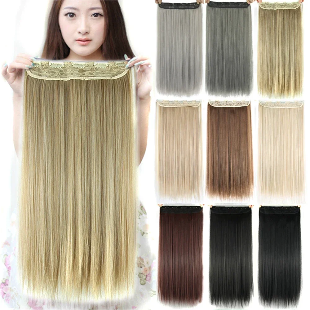 

Synthetic Straight Long Clip In Hair Extensions Hairpins False Hair Hairclip Hair on Barrettes False Strands