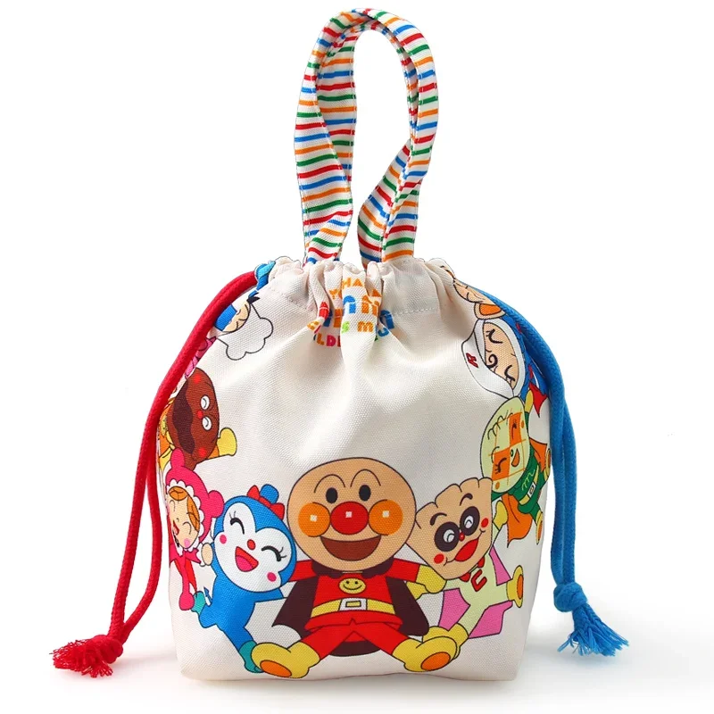 Anpanman dos desenhos animados cordão bolso viagem roupa interior saco de armazenamento classificação roupas saco de pano à mão lancheira saco