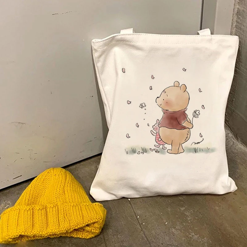 여성 귀여운 곰 가방 어깨 숙녀 가방 숙녀 쇼핑백 인쇄 가방 하라주쿠 쇼핑 캔버스 가방 여자 핸드백.