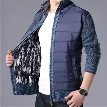 Winter Cardigan Men Thick Warm Sweater Coat Fashion Patchwork Slim Knitted Cardigan Sweater Mens Casual Cardigan Outerwear Man - Image 6
