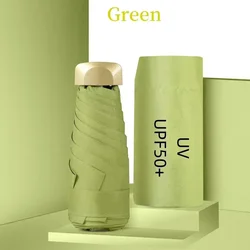 Compact UPF50+ UV Protection Vinyl Folding Umbrella - Mini Sun Shade & Travel Rain Guard - Iron (Green)