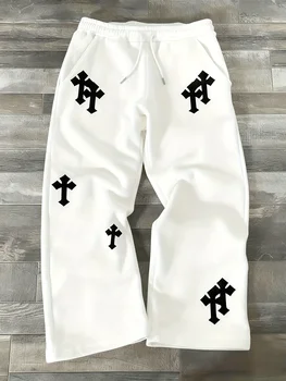 Black Cross Print Joggers 1