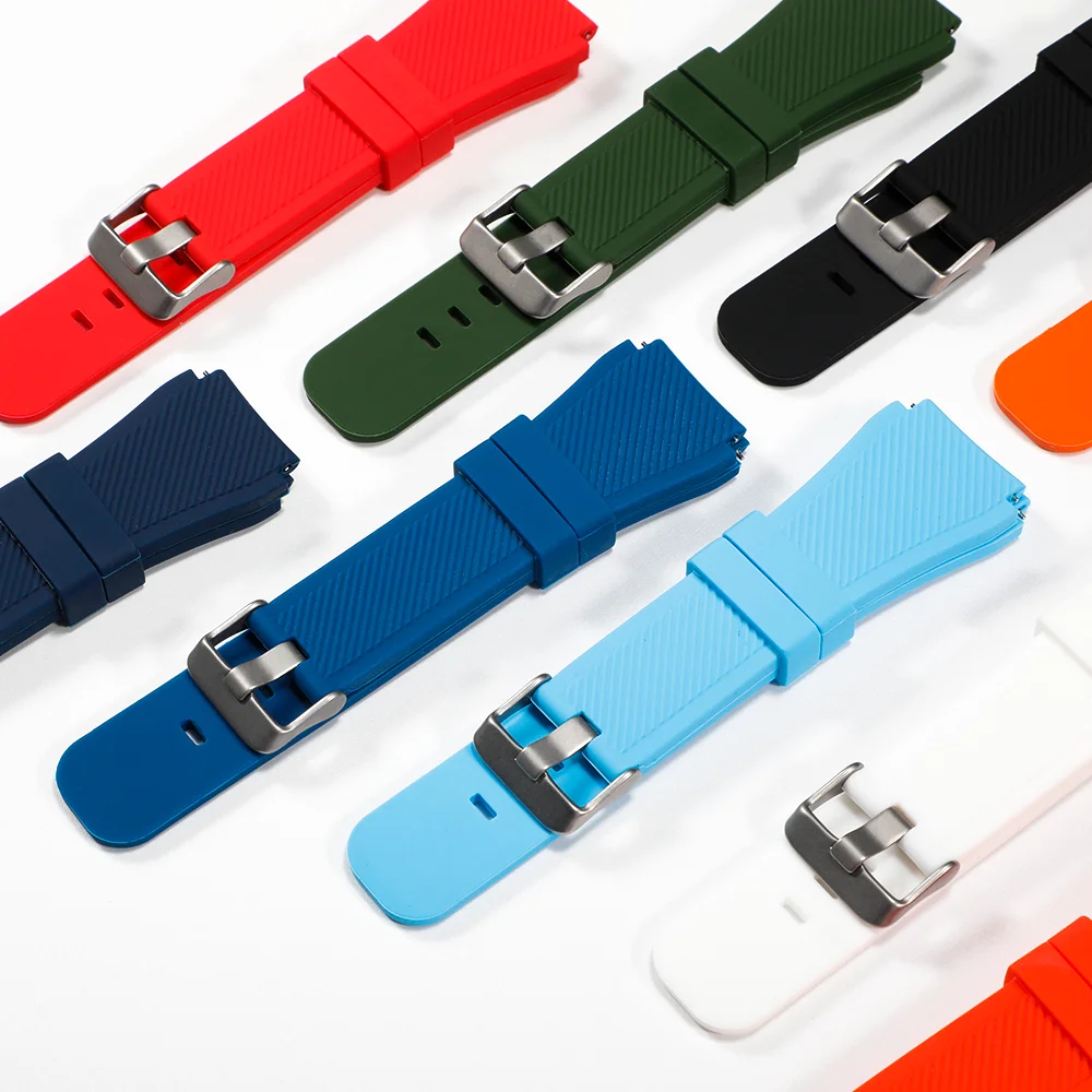 Silicone Sports Watch Band, 20mm/22mm Adjustable Strap Bracelet