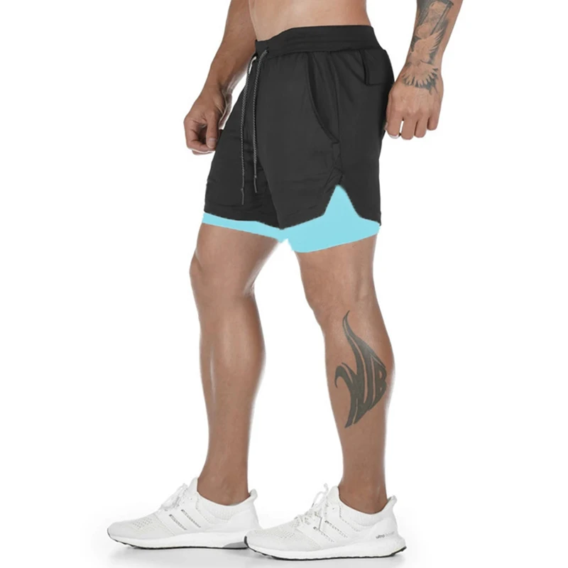 Men Running Shorts Summer Sportswear Double-deck Short Pant 2 In 1 Training Workout Clothing Male Gym Fitness Sport Shorts Men running shorts sports shorts sport shorts