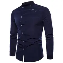 

40%HOTMen Shirt Solid Color Single-breasted Slim Fit Double Placket Spring T-shirt for Daily Wear