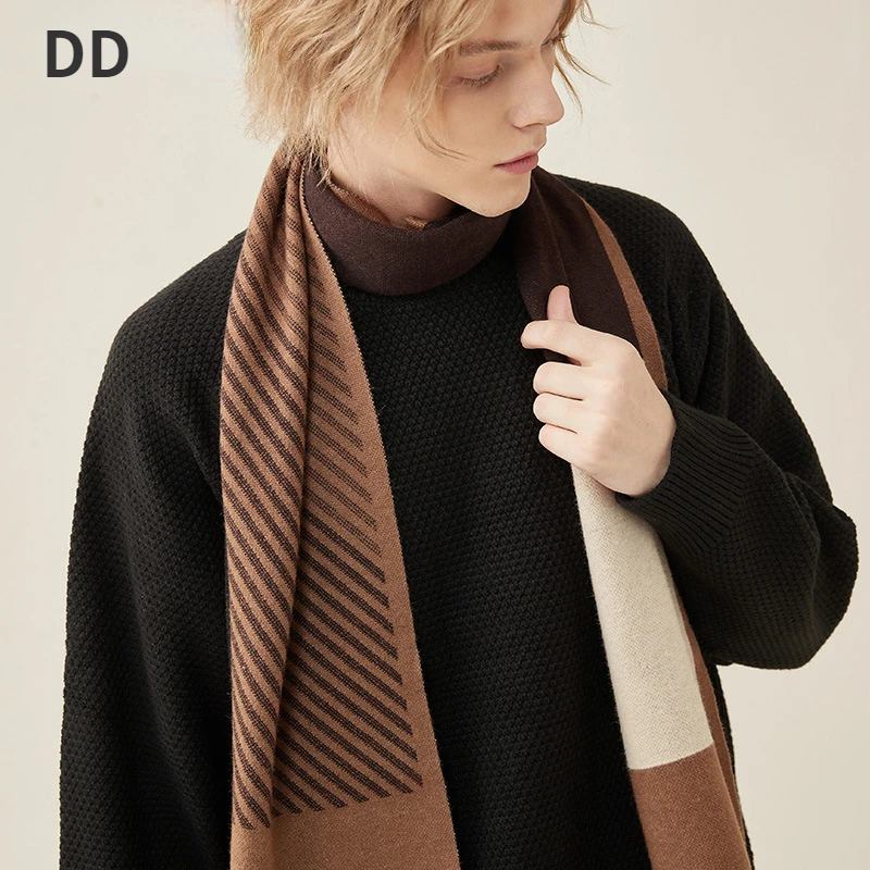 Hohe Qualität Wolle Schal Männer Herbst Winter Dicke Warme Business Vielseitig Plaid Streifen Kaschmir Schalldämpfer Chrimas Geschenk Männlichen_voghion.com