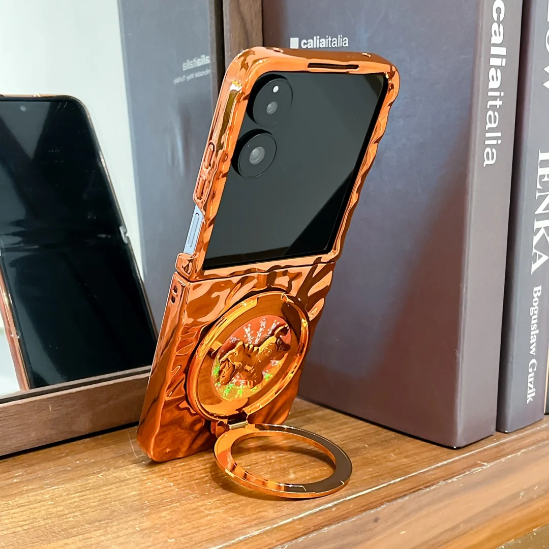 Waves Orange Bracelet Doll Horse Ring Holder Design Phone Case