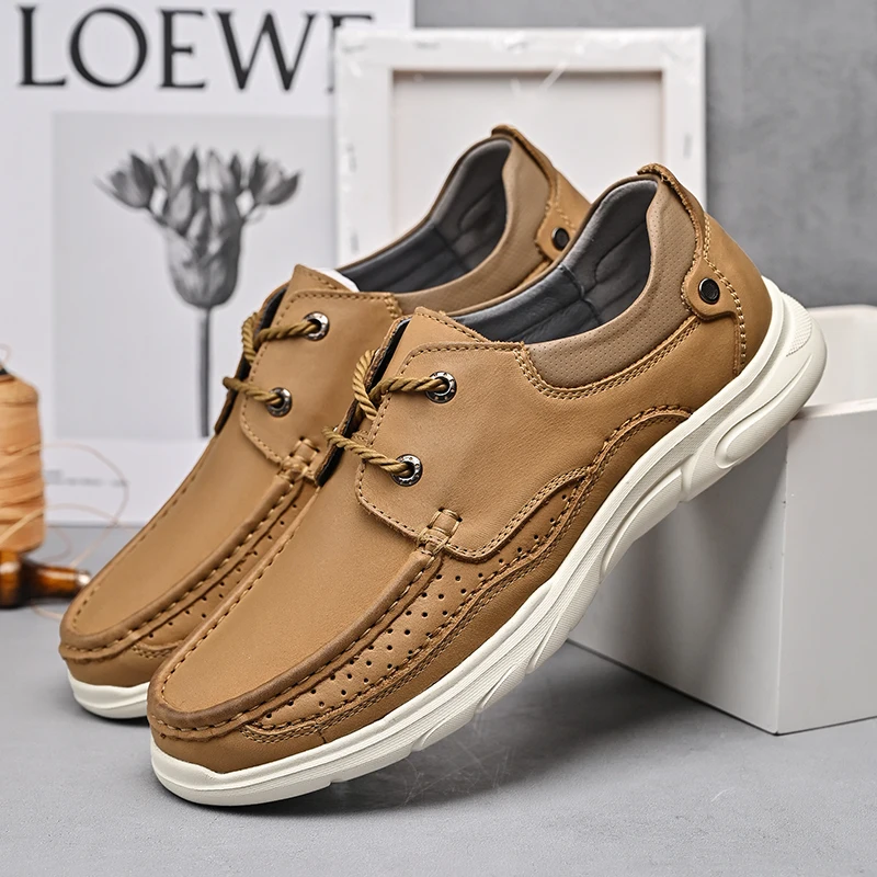

Shoes for Men slip on Handmade genuine Leather Casual Luxury Men's Shoes Soft Outdoor Comfortable Driving Casual Shoes men