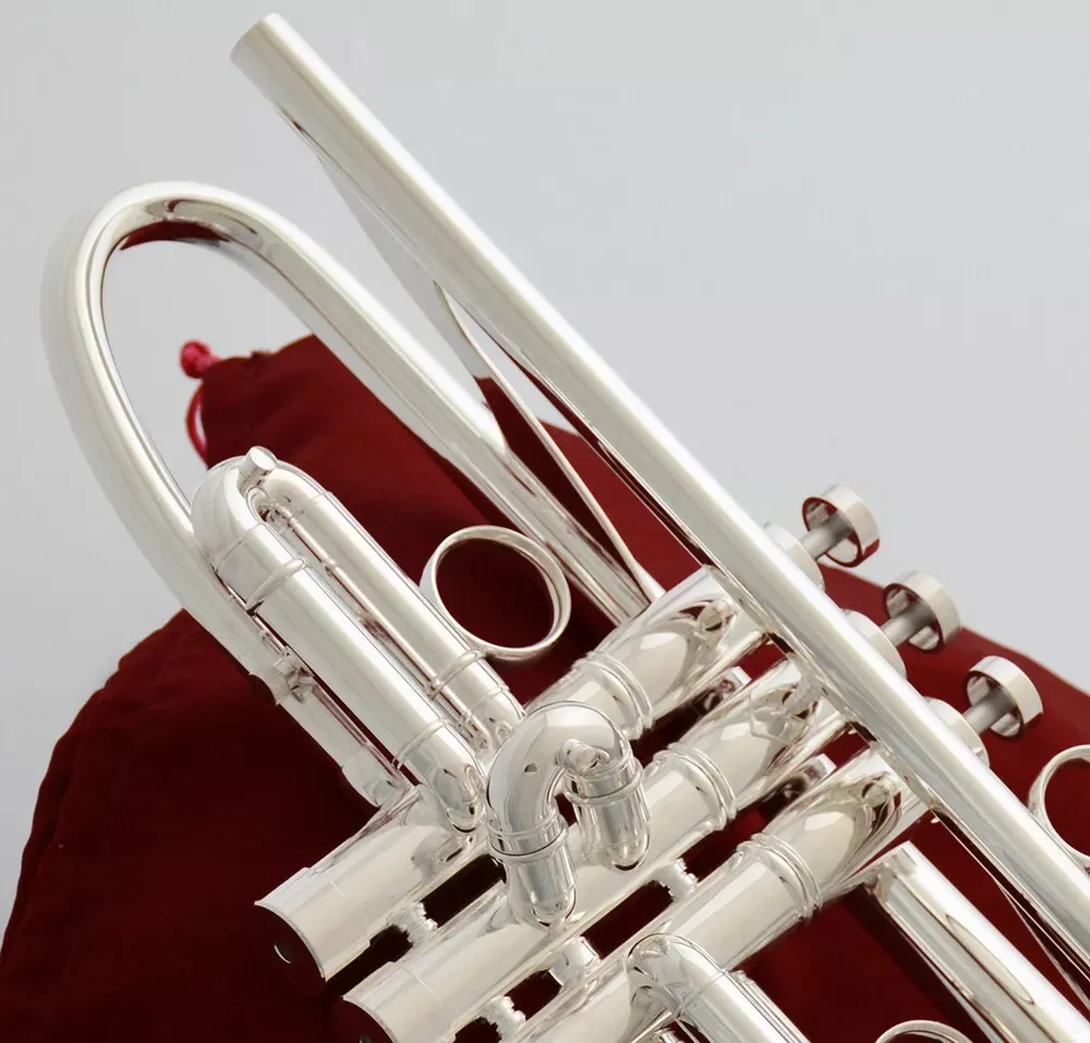 Double inlet pipe Trumpet Silver plated Germany Brass Large Bell