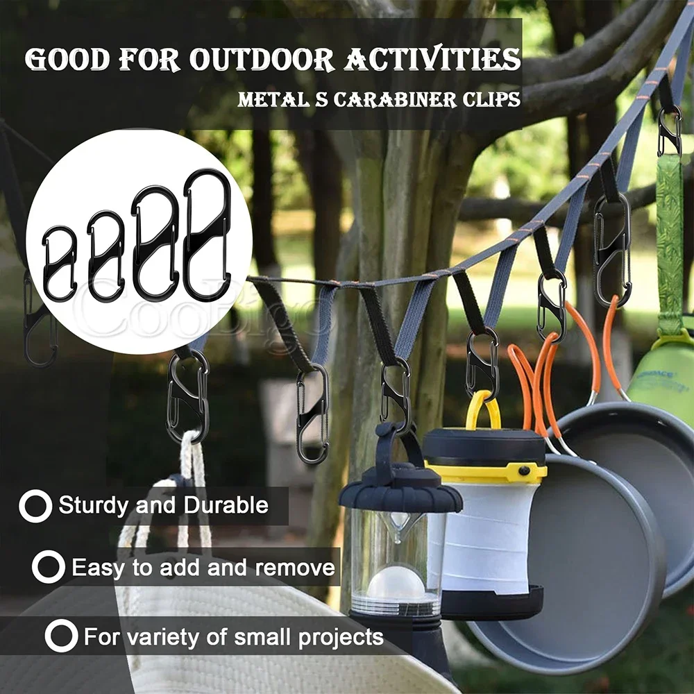 Snap Hook 5pcs S Type Carabiner Clip Mini Paracord Lanyard Keychain Clips for Key Chain Camping Backpack Zipper Clip Anti-Theft