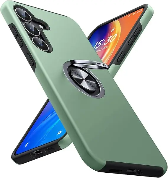 Dual Layer Military Grade Shockproof Metal Ring Slim Fit Phone Case