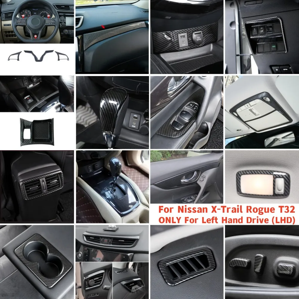 

Full set Carbon Fiber Car interior Mouldings For Nissan X-Trail Xtrail Rogue T32 Window Lifter Air Outlet Covers Accessories