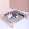 Cat and Dog Hammock Bed  Wooden Cat Hammock Elevated Cooling Bed Detachable Portable Indoor Outdoor Pet Bed Suitable 4