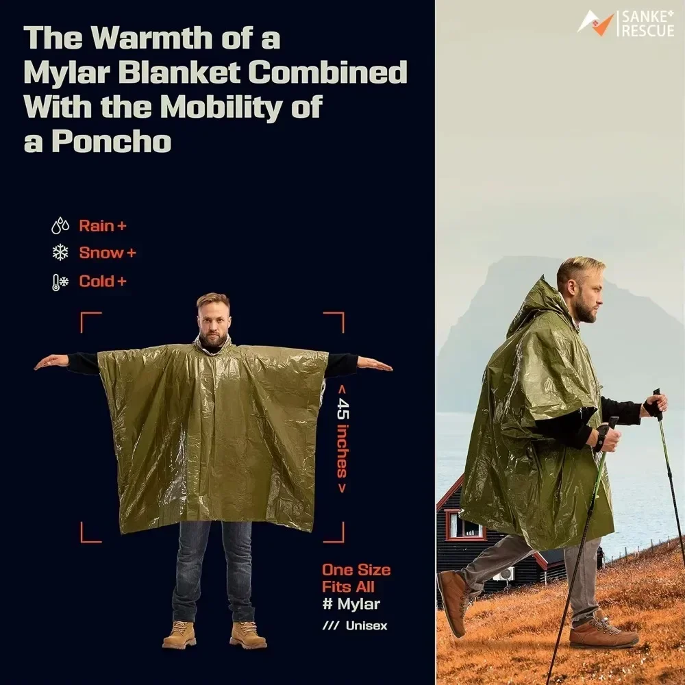Emergency Water Proof Raincoat Aluminum Film Disposable Poncho Cold Insulation Rainwear Blankets Survival Tool Camping Equipment 4