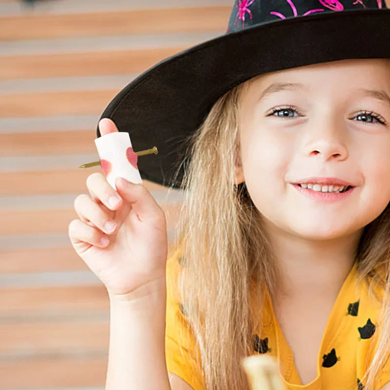 5pcs Halloween Fake Nail Through Finger Prank Toys Scary Magic Toy Funny Bloody Nail Bandage April Fool's Day Trick Joke Toy