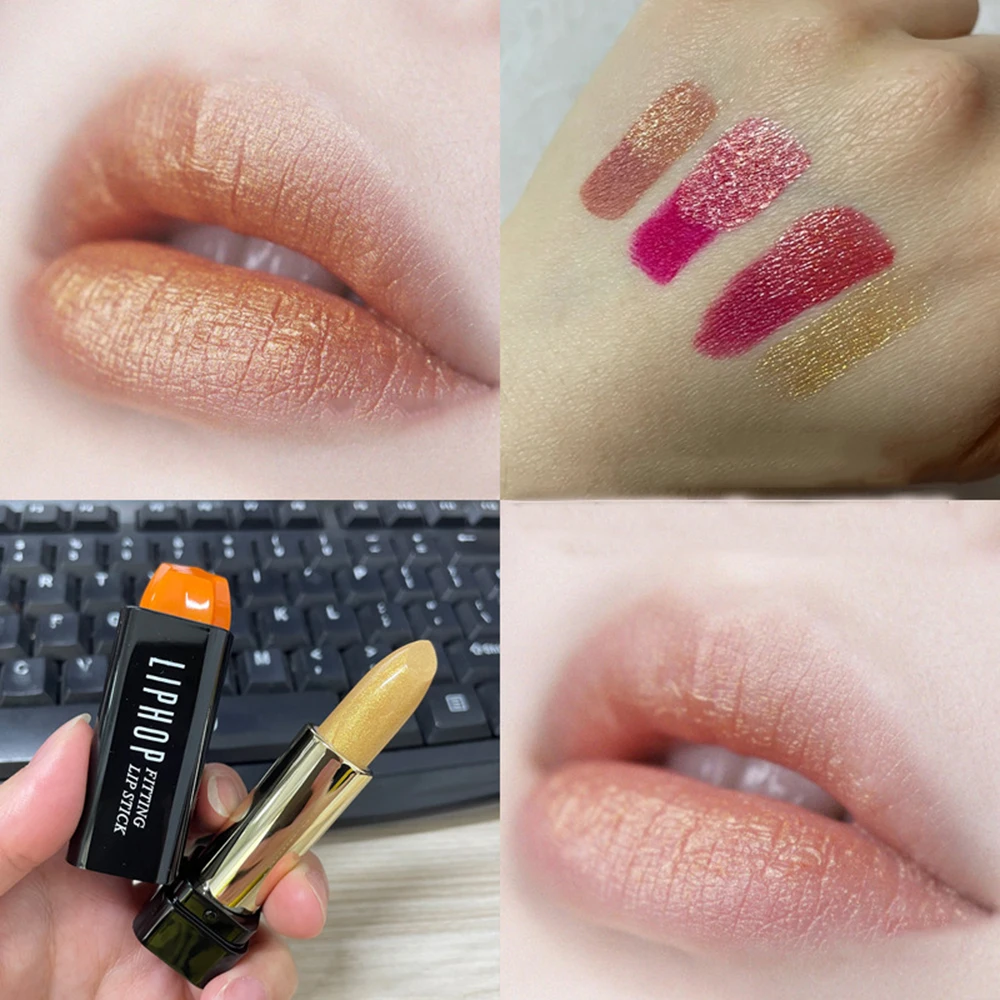 Pearl Fine Shimmer Lipstick Dragon Fruit Fuchsia Lip Gloss Gilt Gold