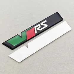 Premium 3D Metal RS Logo VRS Car Emblem and Trunk Badge (Sticker Black White)