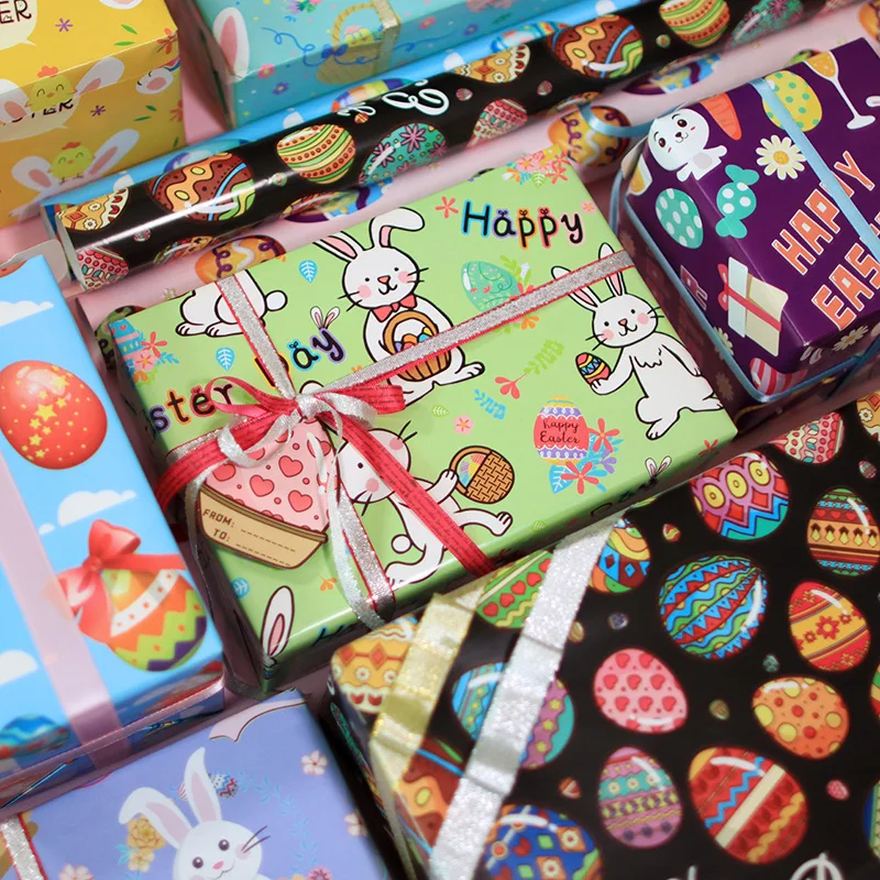 

Пасхальная упаковочная бумага, милый кролик, подарок, украшение, бумажный кролик, новинка, Весенняя подарочная бумага