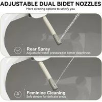 with Non-Electric,Elongated ADA Chair Height Toilets with Adjustable Nozzles Seat, Powerful Dual Flush&Soft Closing Seat Include 2