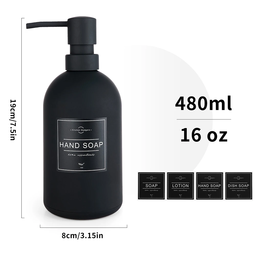 Soap Dispenser Matte Black Hand Soap Dispenser for Bathroom and Kitchen Countertop-Large Capacity 16oz Soap Pump