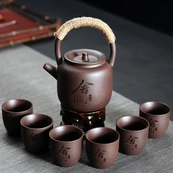 JIA GUI LUO Purple Clay  Tea Pot and Cup Set  Tea Pot Set  Kung Fu Tea Set  Tea Cup Set of 6  Tea Set Chinese  Teapot Set J009