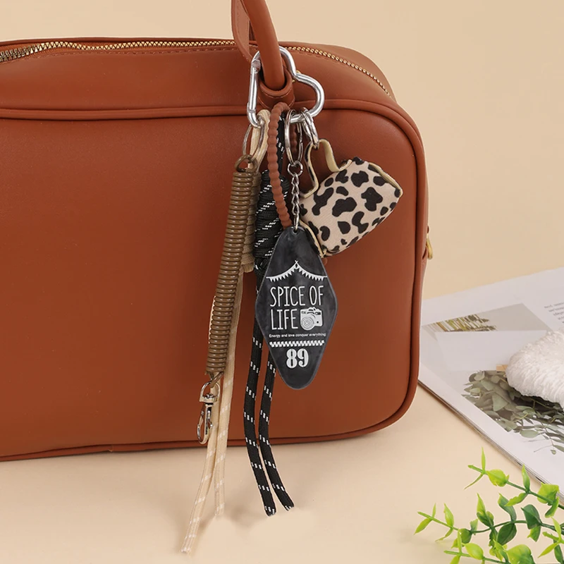New Trend PU Leather Little Bag Pendant Keychain Exquisite Woven rope Luggage Hanging Piece Accessories Gift