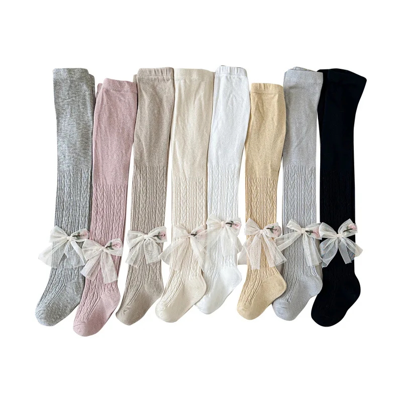 Autumn Spring Baby Girls Leggings Newborn Baby Infant Pantyhose Bowknot Socks Kid Socking Soft Cotton Tights