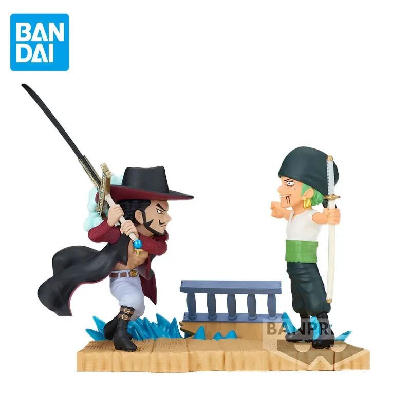 Bandai Original One Piece Wcf Log Stories Anime Figure Zoro Mihawk Vol 4 Action Figure Toys For Boys Girls Kids Gift Model