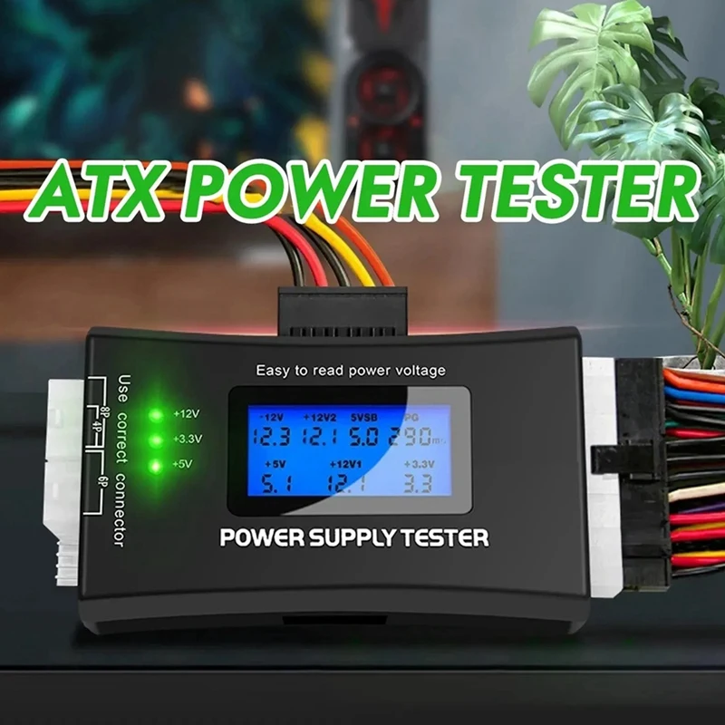 ATX Power Detection Tool Computer Host Power Tester Portable Metal Shell LCD Display Case Tester