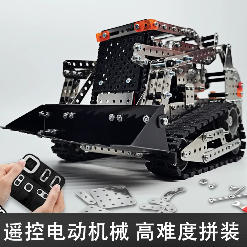 Assemble Toy 2.4G 10CH RC Tracked Dump Truck SW RC 008 DIY Stainless Steel Assemble Forklift Bulldozer Crane Vehicle Metal RC Car Model