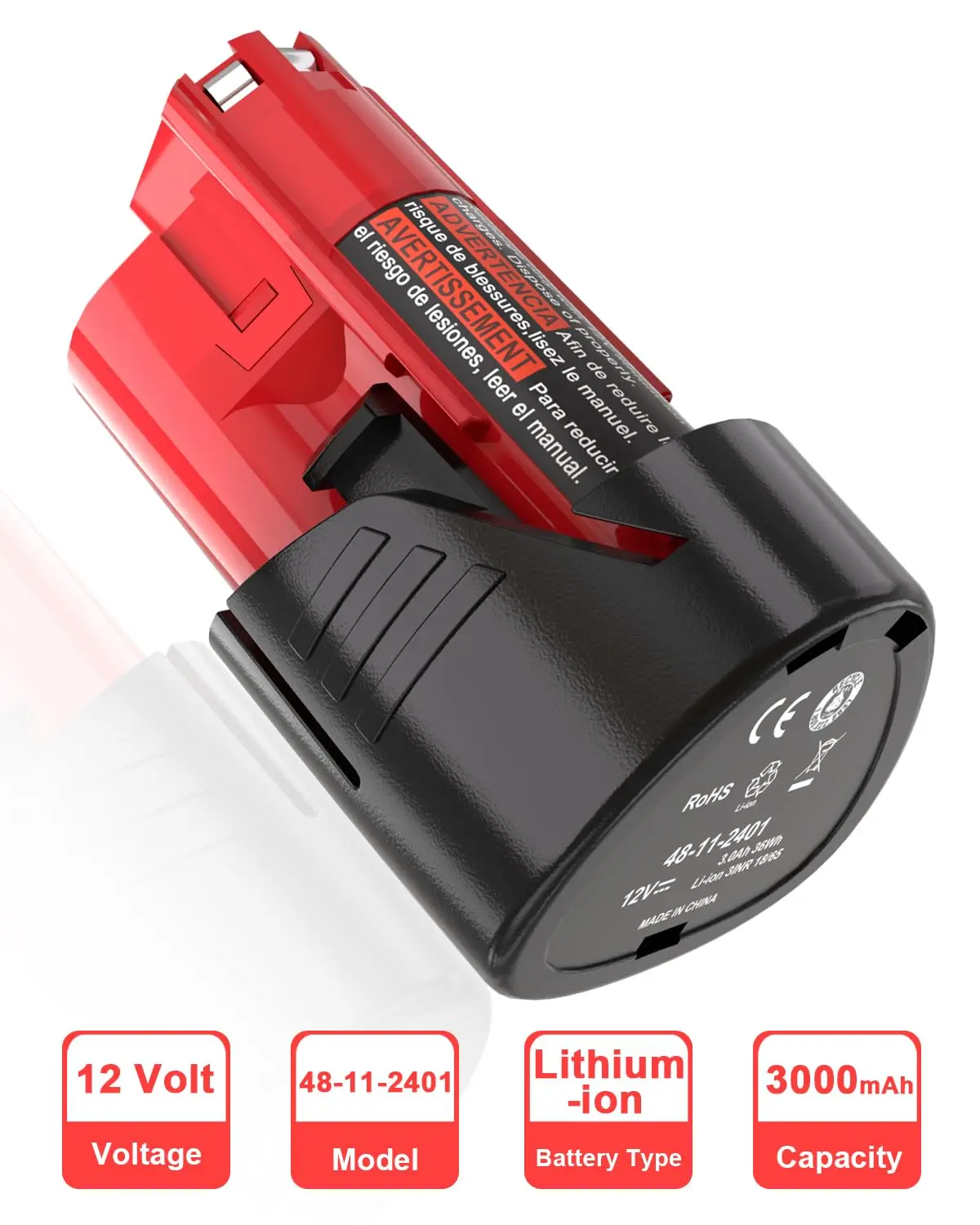 2 Packs For Milwaukee M12 Battery 12V 3/6.5/9Ah Compatible with Milwaukee M12 XC 48-11-2410 48-11-2420 48-11-2411 Cordless Tools power tool battery,rechargeable battery