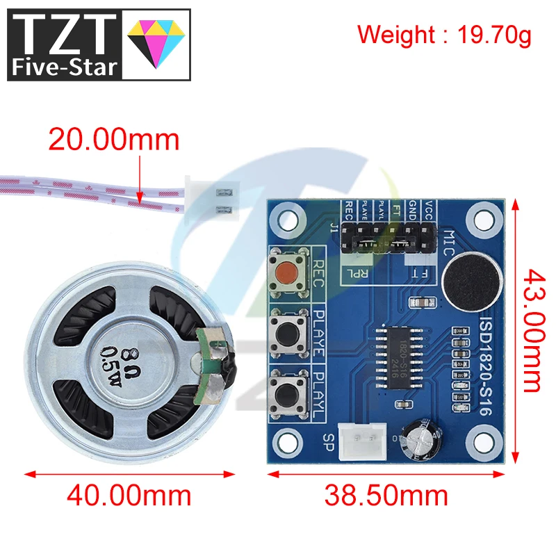 TZT ISD1820 recording module voice module the voice board
