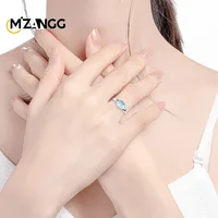 Bague d'eau bleue en jadéite naturelle, réglage en argent S925, à la mode, type glace, bande réglable, cadeau de fête pour hommes et femmes 5