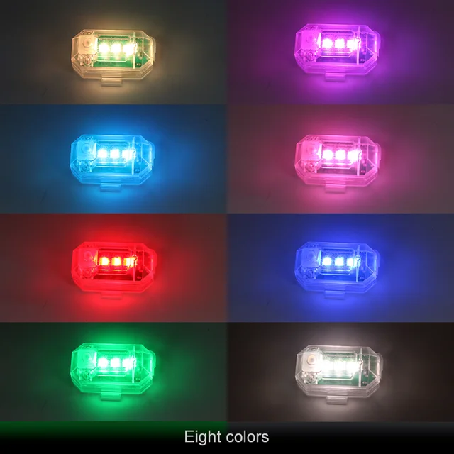 4PCS Wireless LED Strobe Lights with Remote Control, 8 Colors USB Charing Waterproof Anti-Collision Led Emergency Warning Lights 3
