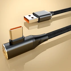 High - Speed 90 - Degree Elbow USB A to Type C Charging Cable - 120W Fast Charge Data Cord - 0.25M (A - C Black)
