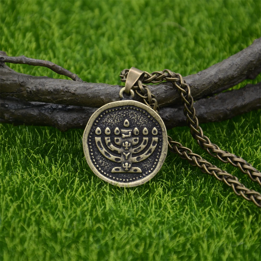 Menorah Jewish Pendant Necklace 4