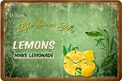 

annekilly When Life Gives You Lemons Make Lemonade Retro Vintage Metal Tin Sign Home Kitchen Bedroom Hotel Restaurant Wall Art D