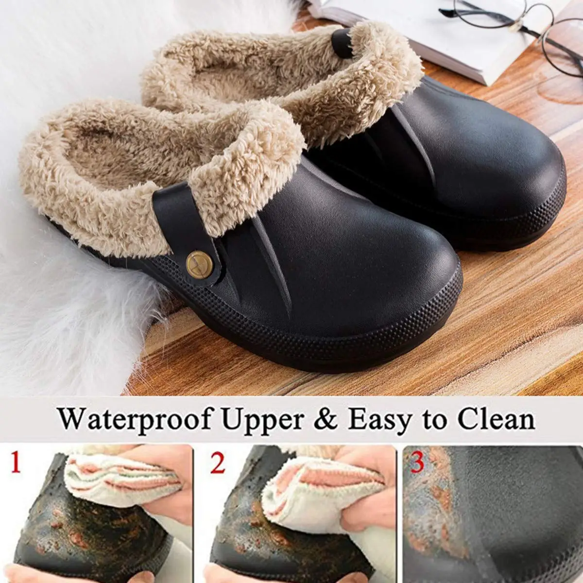 Waterproof Winter Slippers Warm Fluffy Outdoor Shoes