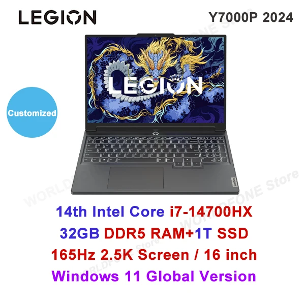 Lenovo-Ordinateur portable de jeu Legion Y7000P, 2024 14 Intel Core i7-14700HX RTX4060/4070 16G/32G 1T/2T 16 "2.5K 165Hz, Win11 7
