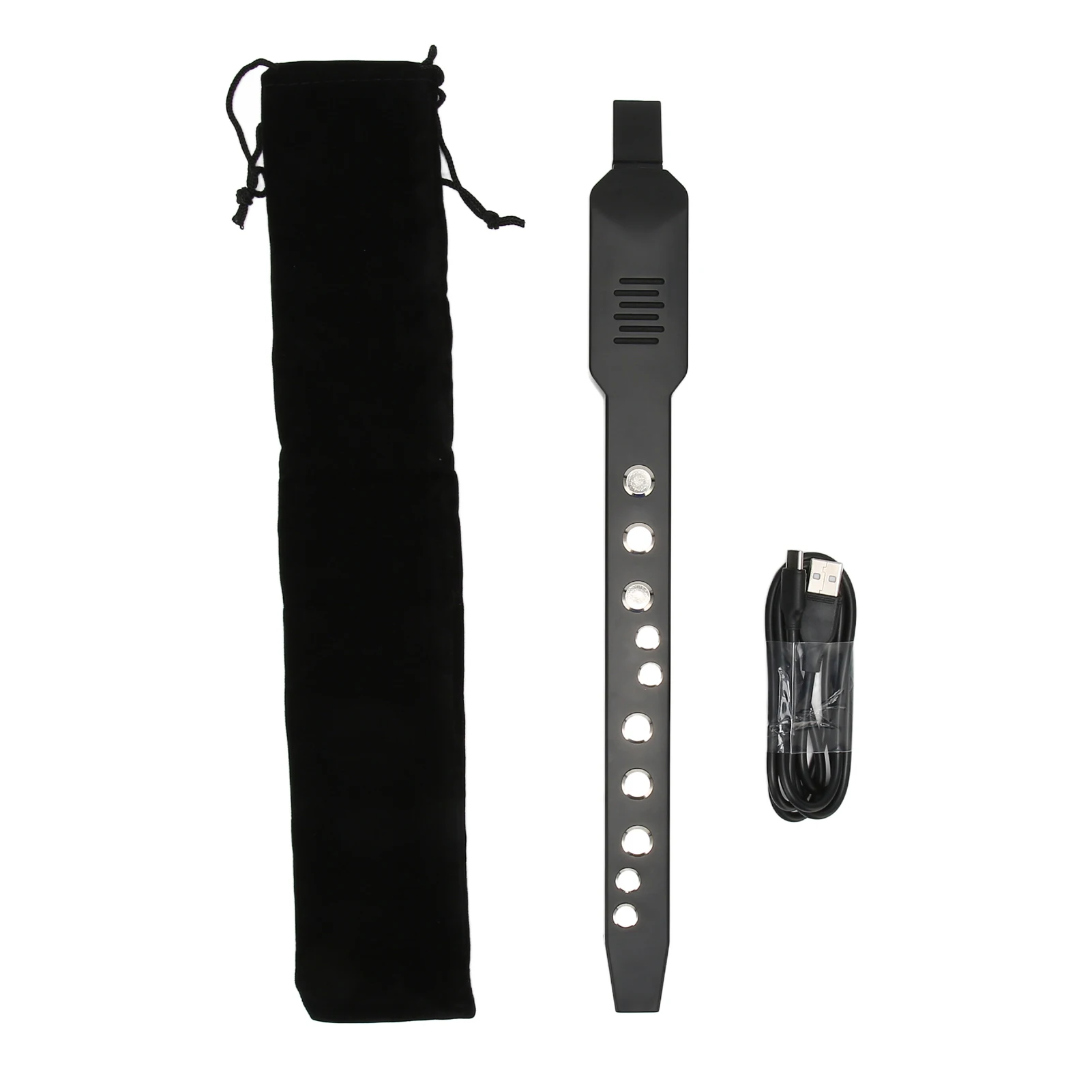 Mini Digital Wind Instrument Black Removable Nozzle Electronic Wind Instrument 10 Tones Rechargeable for Android for Windows Digital Wind Saxophone