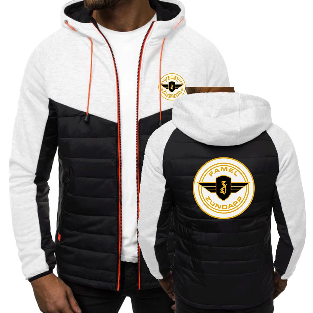 Cotton Patchwork Hooded Jacket for Men Autumn Winter