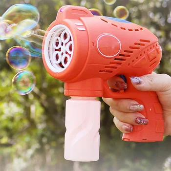 Electric Bubble Machine Flashing Light Music Automatic Bubble Blower Soap water Bubbles Maker Gun for Children Kid Outdoor Toys 1