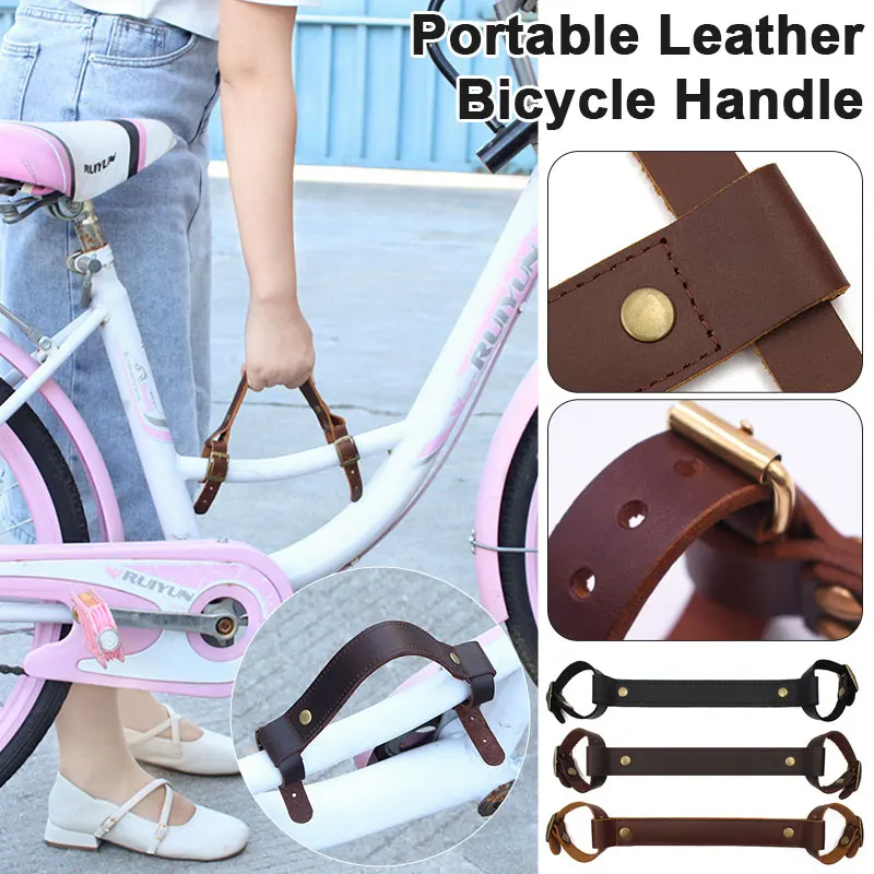 Description Picture 2 of itemTop Layer Cowhide Bicycle Handle Strap Outdoor Sports MTB Bike Frame Carrying Handle Bicycle Frame Lifter Cycling Accessories