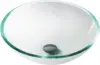 KRAUS Round Crystal Clear Glass Vessel Bathroom Sink, 16 1/2 inch GV-100 1