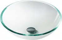 KRAUS Round Crystal Clear Glass Vessel Bathroom Sink, 16 1/2 inch GV-100 1
