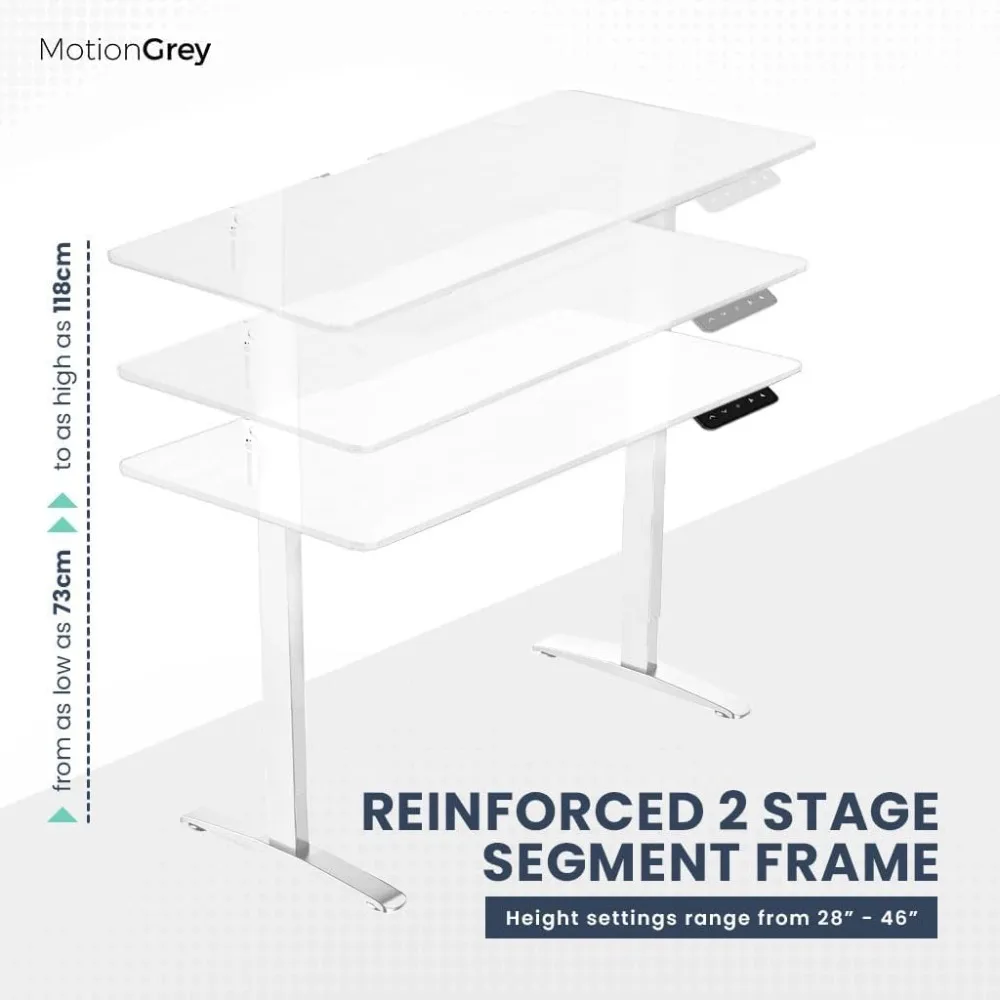 "ergonomic adjustable electric motor standing desk - white dual-color sit-stand desk"
