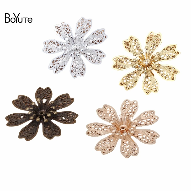 

BoYuTe (20 Pieces/Lot) 28MM Flower Filigree Diy Jewelry Materials Brass Metal Embellishments