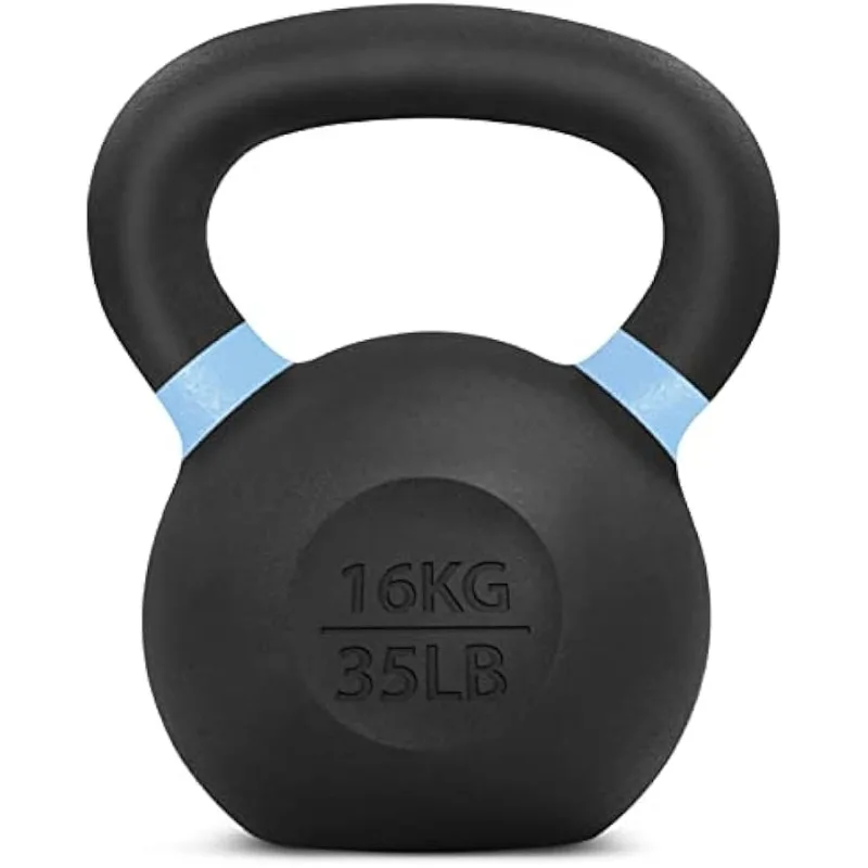 

Yes4All Powder Coated Kettlebell Weights with Wide Handles & Flat Bottoms Cast Iron Kettlebells for Strength